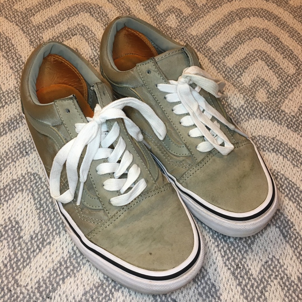 VANS Old Skool Unisex Sage Green Scotchgard Lace Up Sneakers Men’s 6 Women’s 7.5